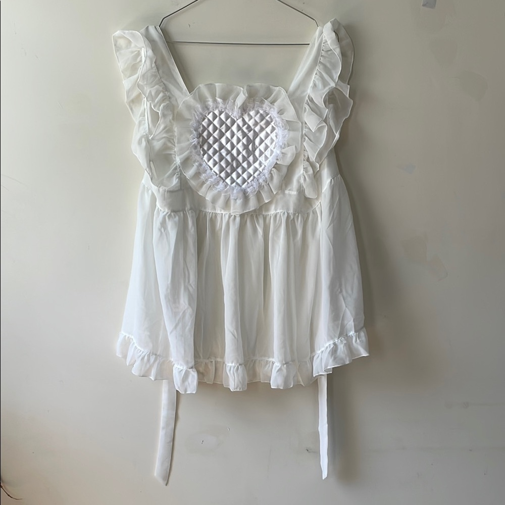 White Ruffled Heart top from harajuku Japan baby doll Lolita
